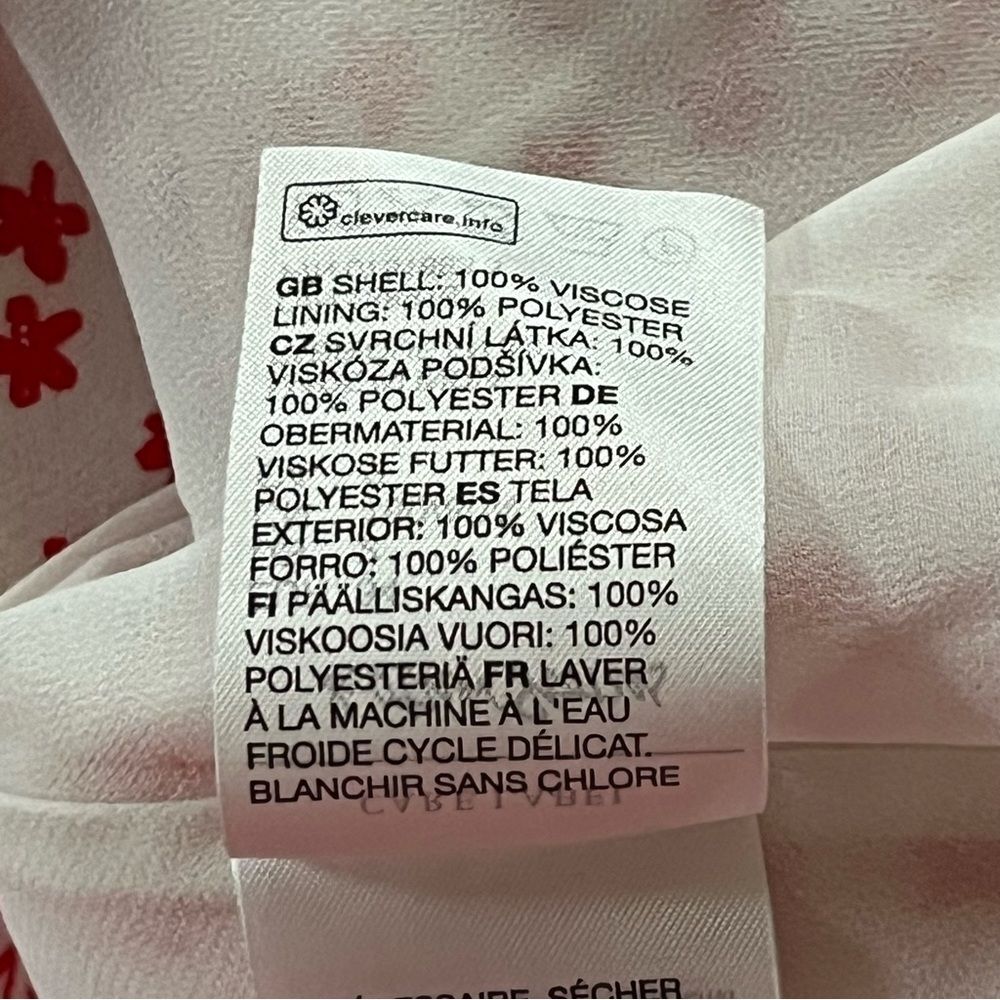 & Other Stories Floral Wrap Mini Dress Red White Ditzy Print V Neck Size Medium - Picture 9 of 9